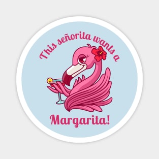 Pink Flamingo Senorita Margarita Girl Magnet